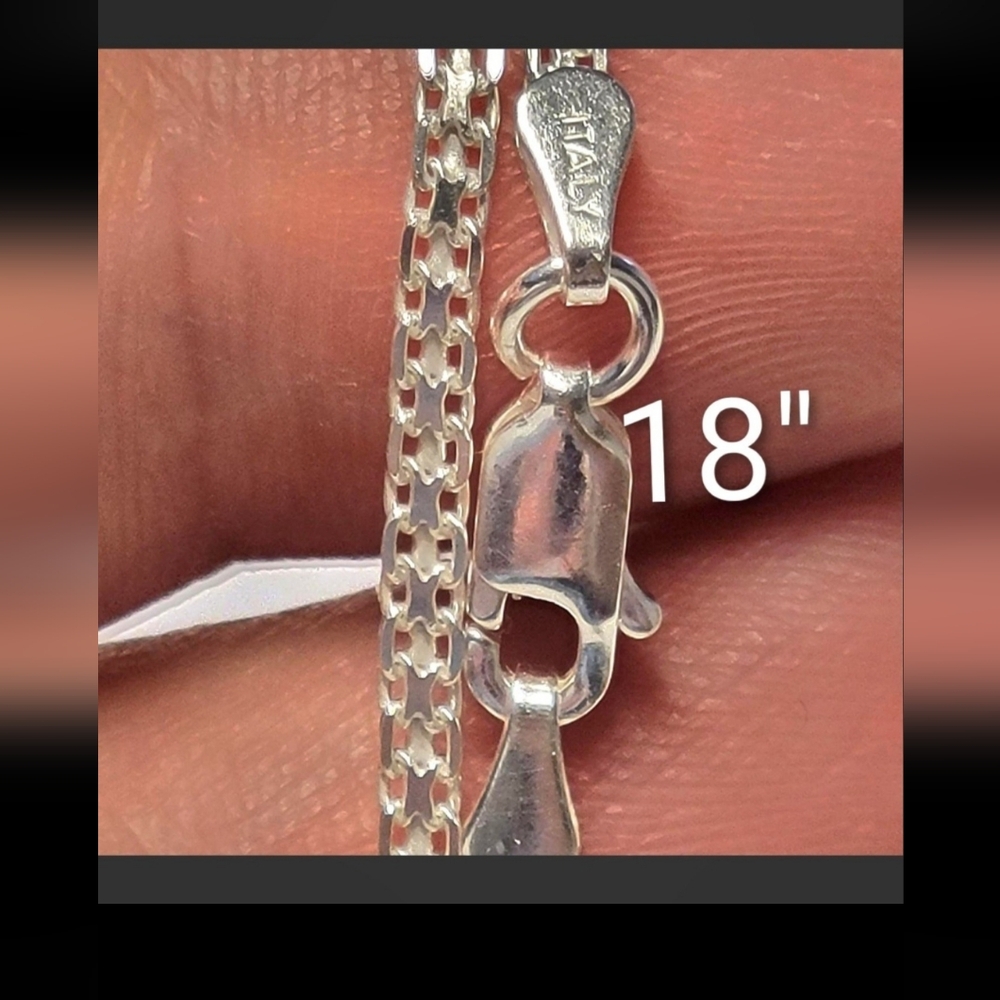 18" Bismark Necklace Italian Sterling Silver 925 Unisex Jewlery - New - 3mm